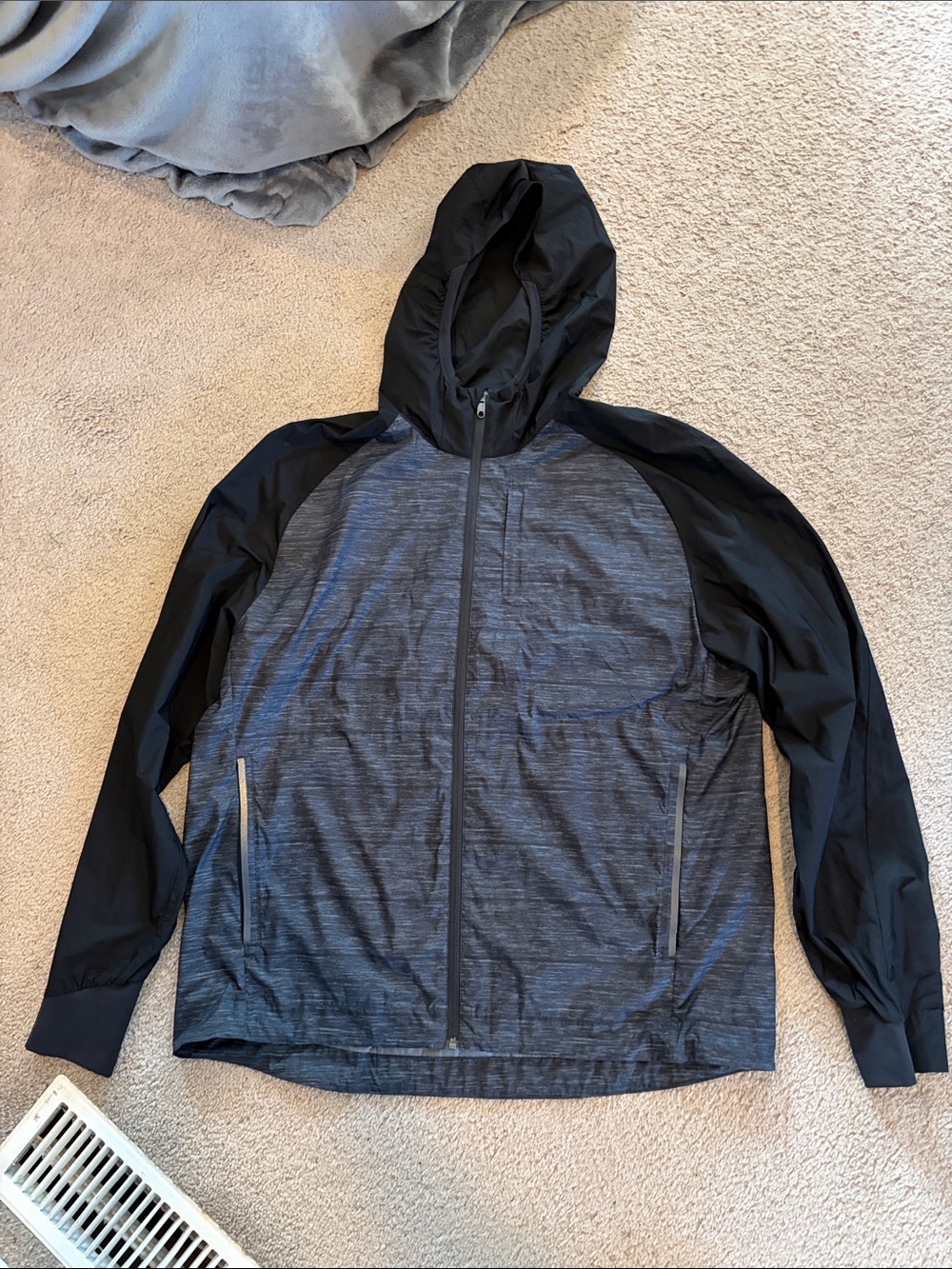 lululemon athletica Packable Men's Hooded Raincoat in Gray and Black